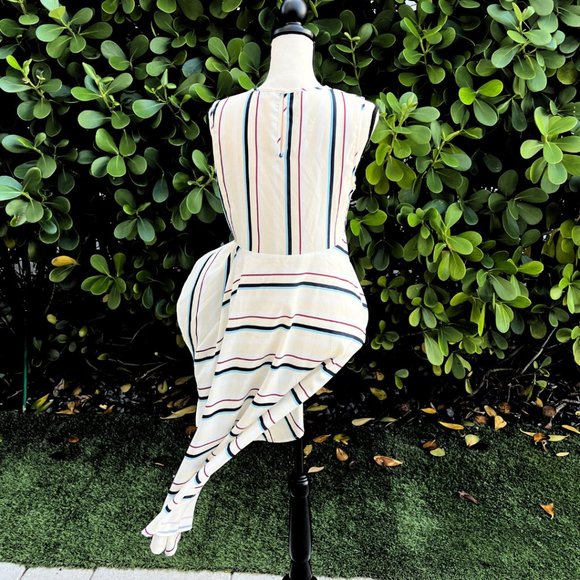 English Factory Dramatic Sleeveless High Low Poplin Striped Shirt M - Picture 11 of 15